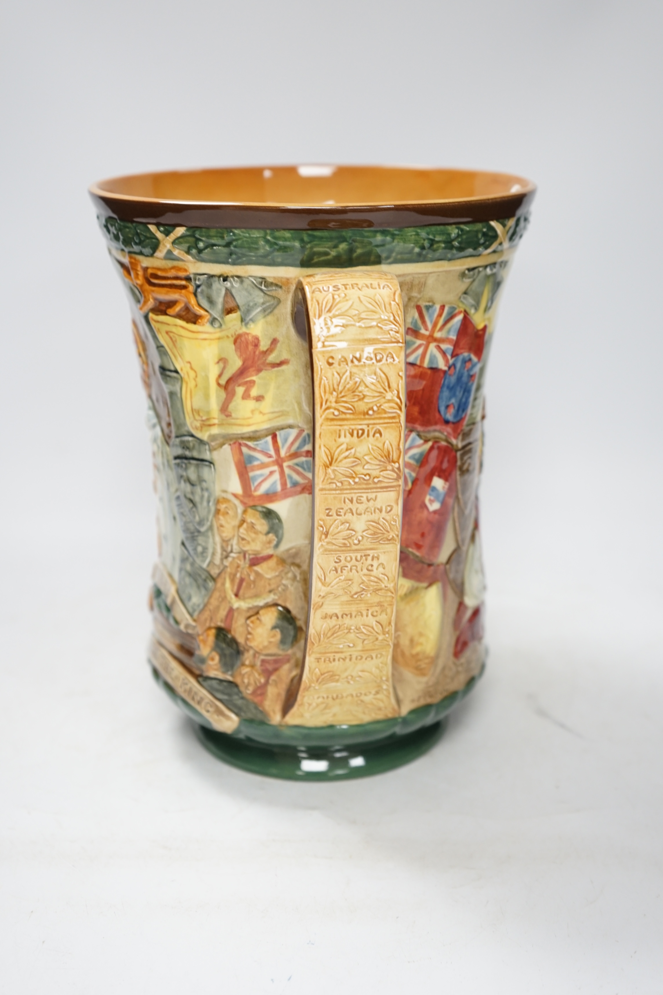 A Doulton commemorative cup, coronation of Edward VIII, 1936, limited edition 596/2000, 26cm high. Condition - good, general crazing